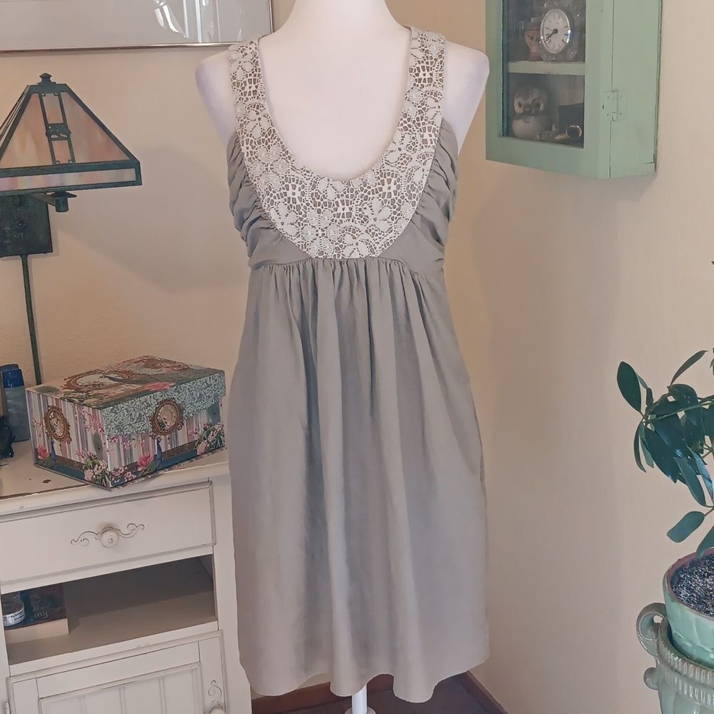 Anthropologie Molly New York Linen and Lace Dress. Balletcore,  Beachy